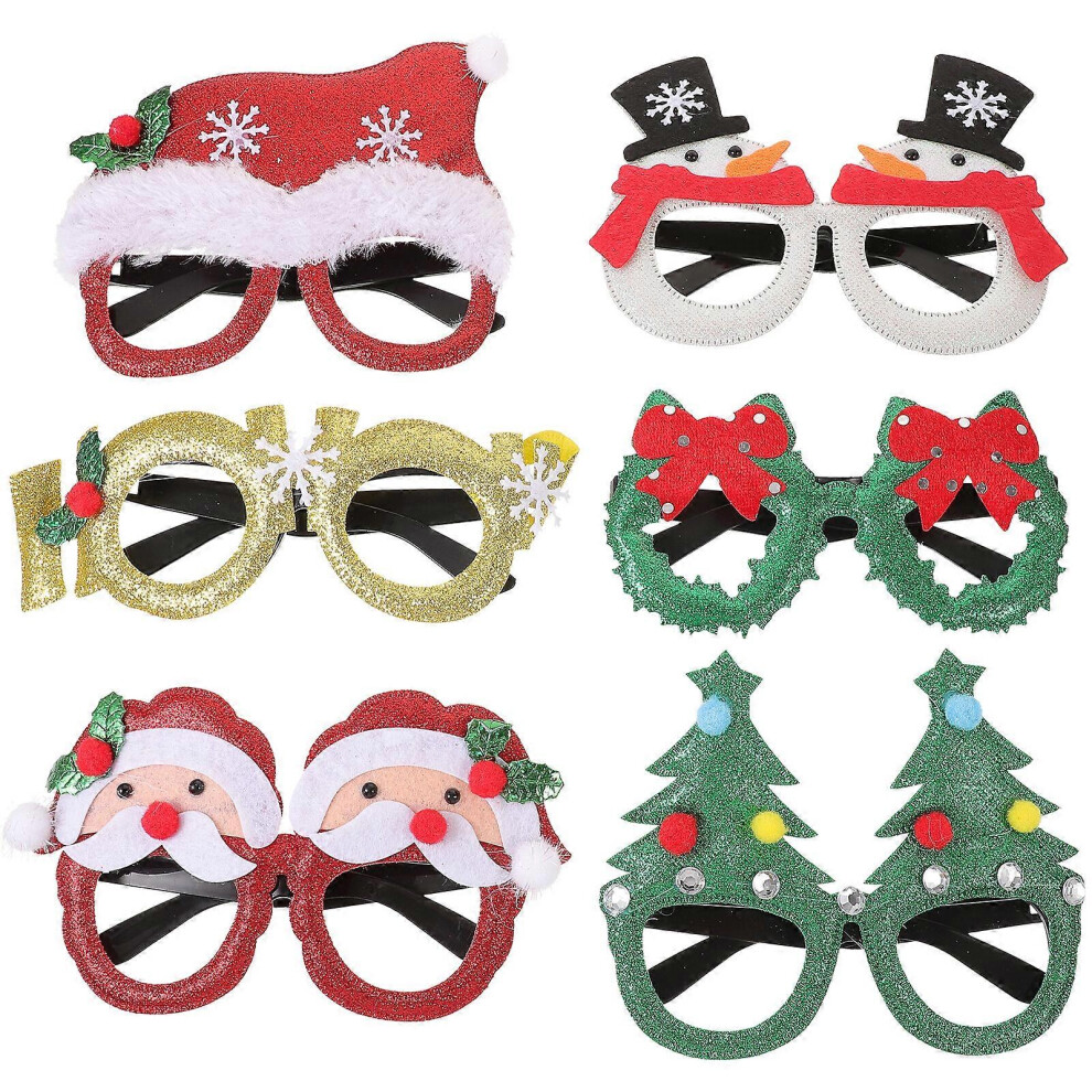 Kricely (As Show, One Size) 6Pcs Christmas Party Glasses Xmas Holiday Glasses Frames Christmas Party Favors Xmas Supply