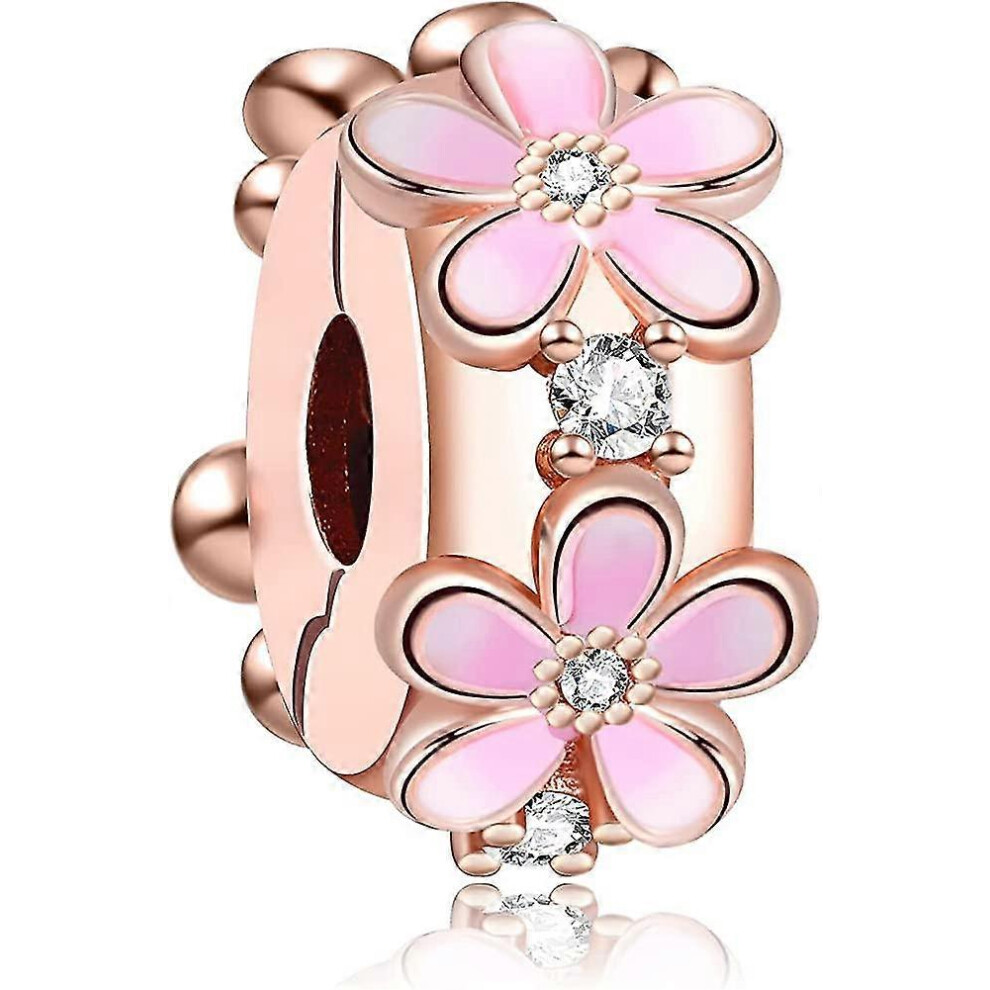 Konhill (As Show, One Size) Daisy Charms For Bracelet 925 Sterling Flower Charm With Cubic Zircon Gift Silver