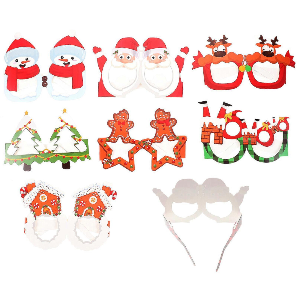 Kricely (As Show, One Size) 8Pcs Funny Christmas Paper Glasses Novelty Xmas Party Eyewear Eyeglasses Holiday Party Decoration