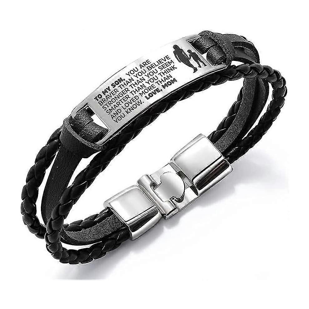 Konhill (As Show, One Size) To My Son Bracelets Courage Inspirational Wristband Leather Wristband Birthday