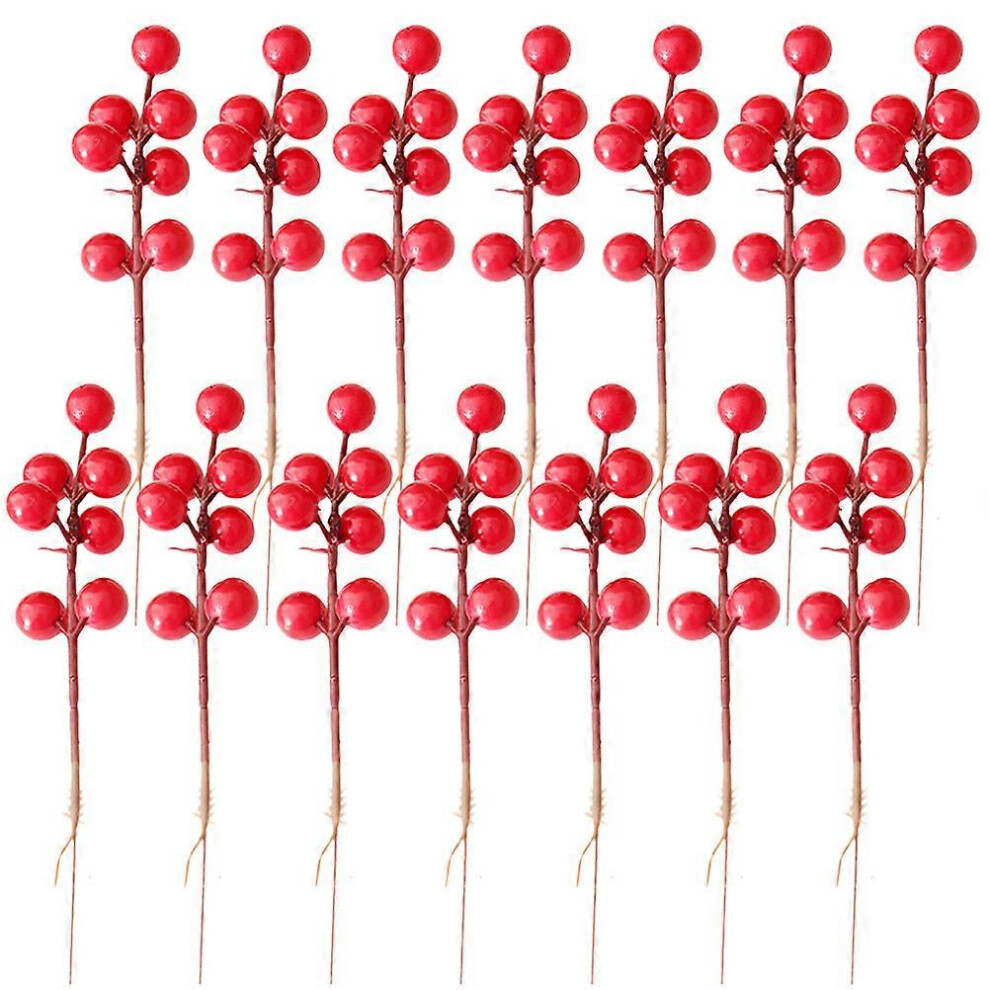 Kricely (, One Size) 20Pcs Artificial Berry Stems Picks Fake Berry Branch Christmas Decor Wreath Diy Accessory Red