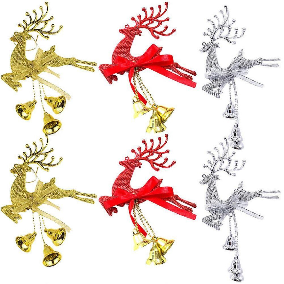 (As show, One size) 6pcs  Christmas Tree Decoration Pendant Reindeer Window Hanging Christmas Party Supplies-image-OPC-PG8CMZP-NEW