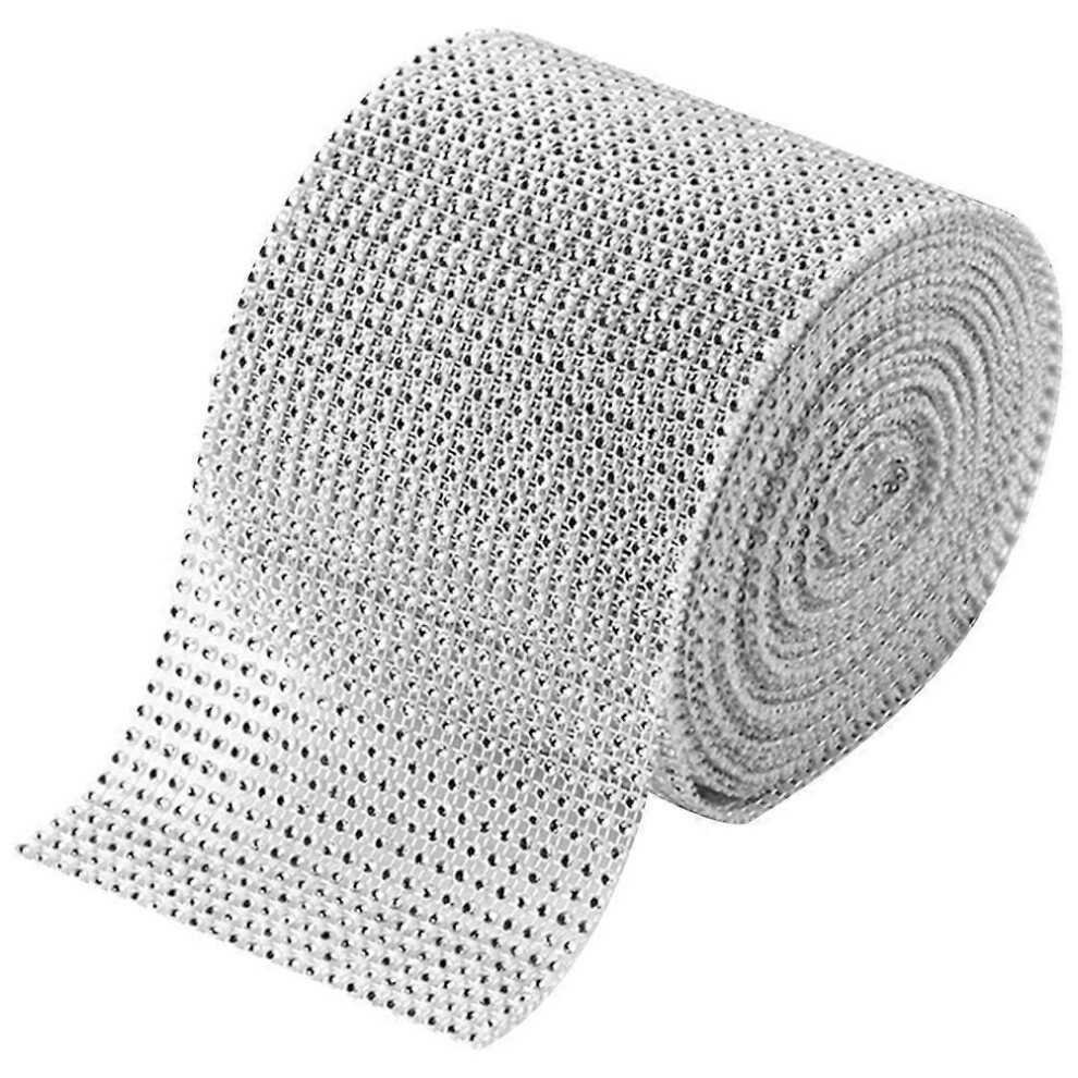 Kricely (As Show, One Size) 1 Roll Rhinestone Mesh Ribbon Bling Rhinestone Wrap Bling Diamonds Ribbon For Wedding Cake