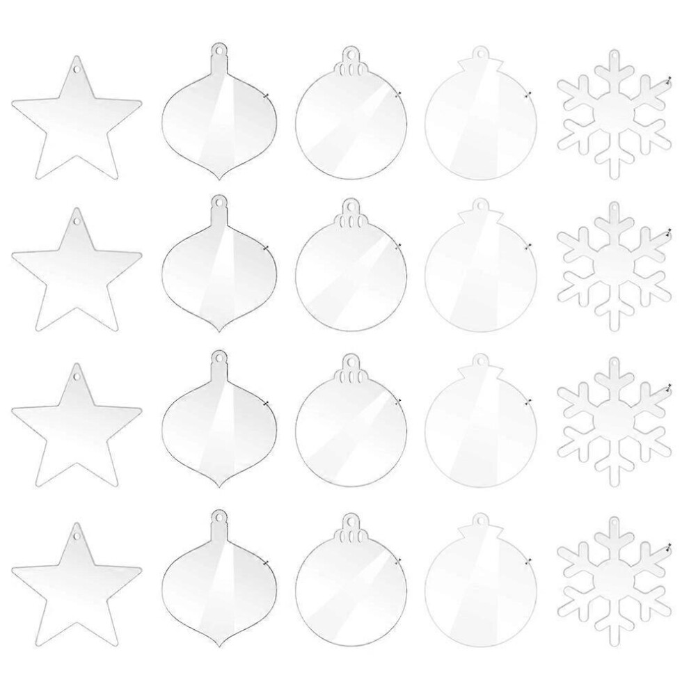 Kricely (As Show, One Size) 30Pcs Christmas Tree Hanging Decors Acrylic Pendants Predrilled Acrylic Circles Clear