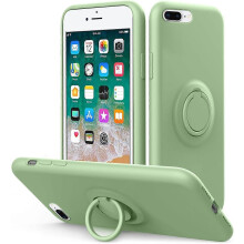 (As show, One size) for iPhone 8 Plus Case, iPhone 7 Plus Case Kickstand | Liquid Silicone | 10ft Drop Tested Protective, Microfiber Lining Shockproof Full-Body Cover Cas