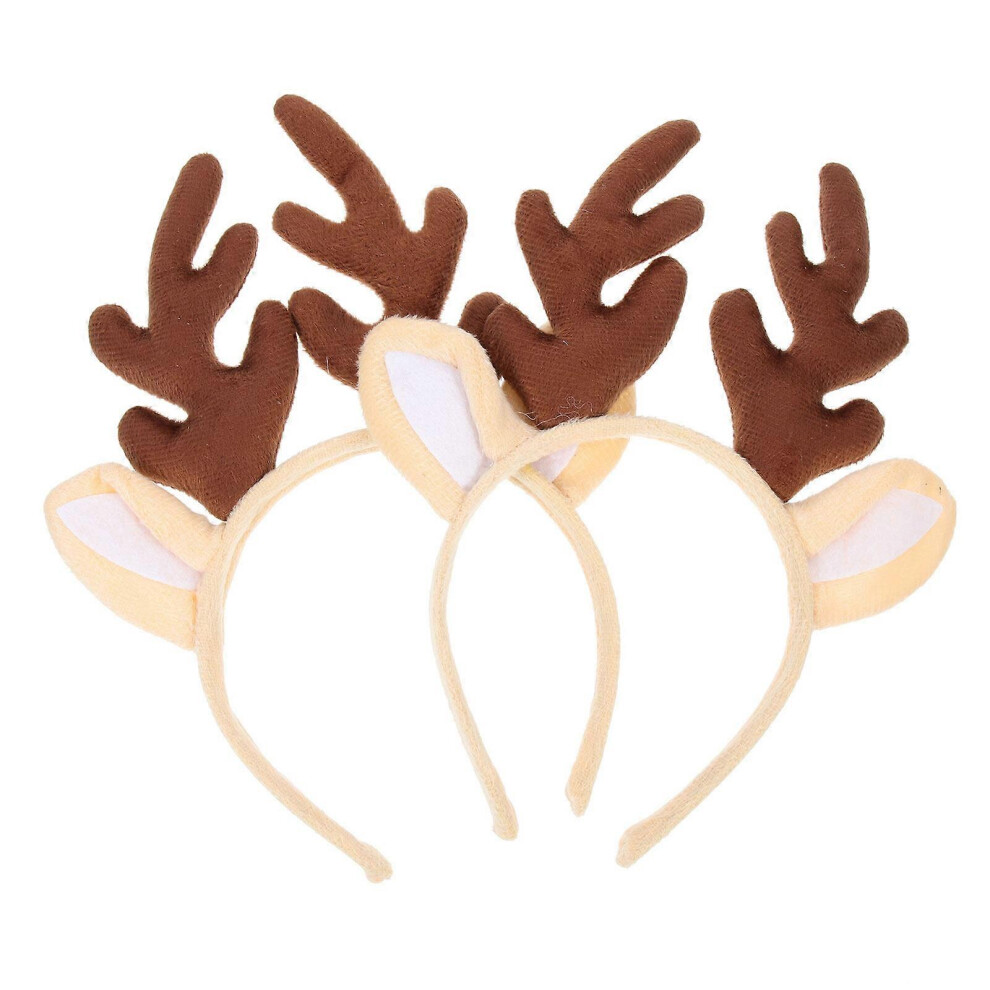 Kricely (As Show, One Size) 2Pcs Christmas Reindeer Antler Headband Antler Hair Band Antler Hair Clasp For Xmas