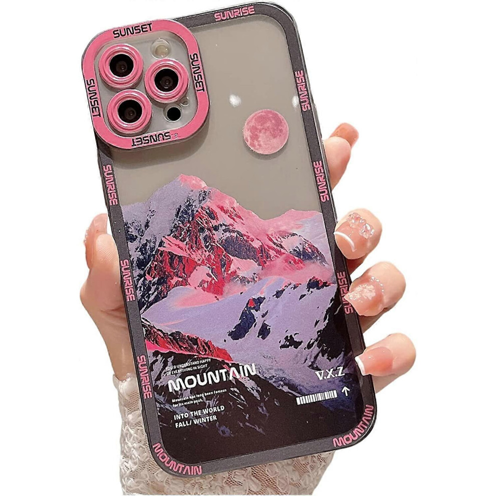 Konhill (As Show, One Size) Compatible For Iphone 13 Pro Max Case, Snow Mountain Moon Night Lovely Phone Case, Soft Tpu Shockproof Camera Lens Protective Cute