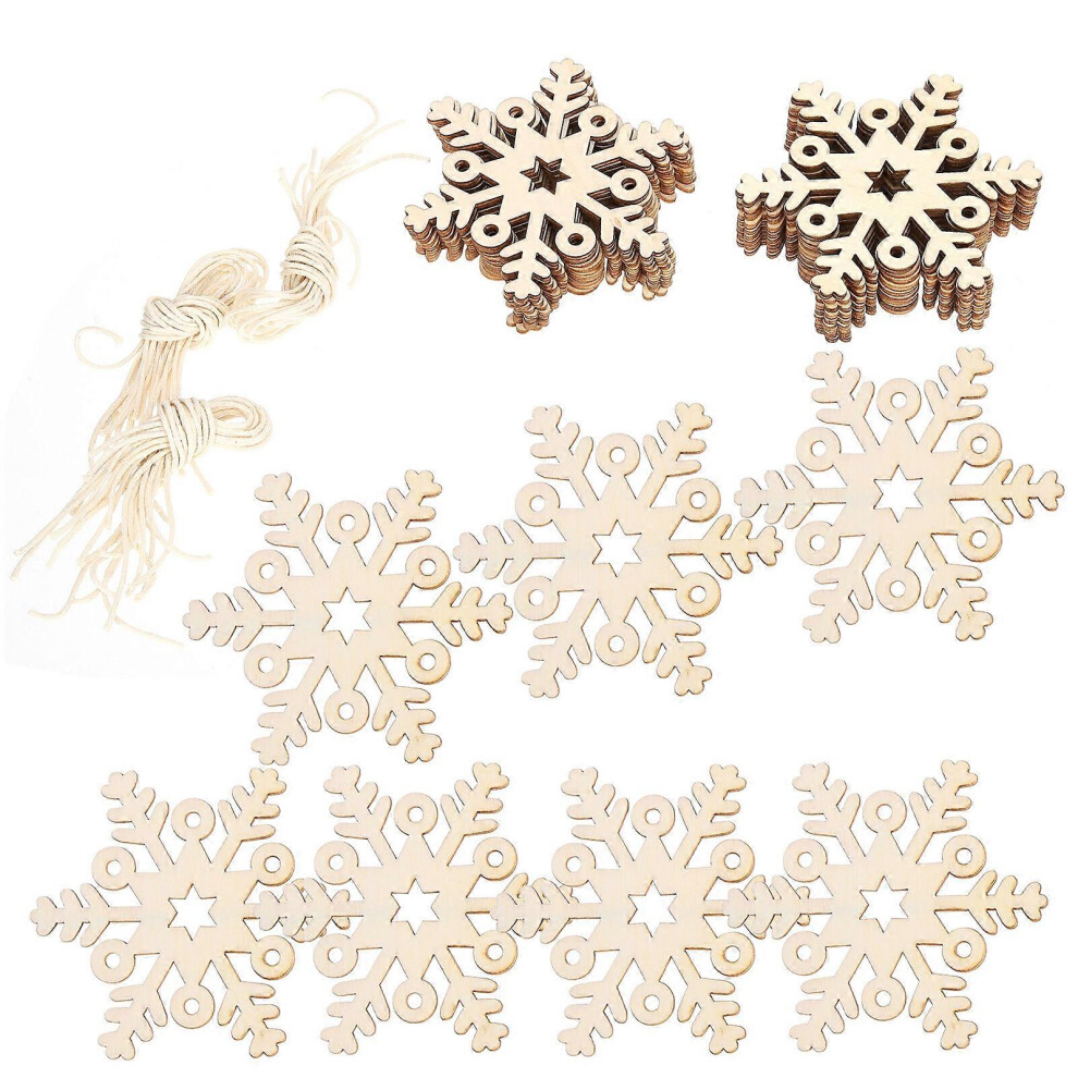Kricely (As Show, One Size) 30Pcs Hollow Snowflakes Ornaments Christmas Party Wooden Hanging Decorations