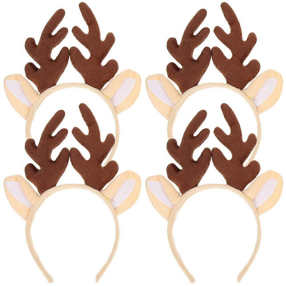 Kricely (As Show, One Size) 4 Pcs Christmas Antler Headband Deer Horns Headbands Xmas Headband Cute Headbands