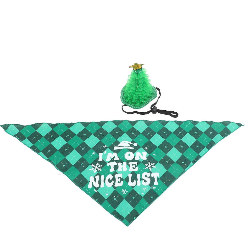 Kricely (As Shown 1, One Size) 1 Set Of Christmas Party Pet Hat And Bandana Adorable Pet Dog Xmas Hat Lovely Pet Triangular Scarf