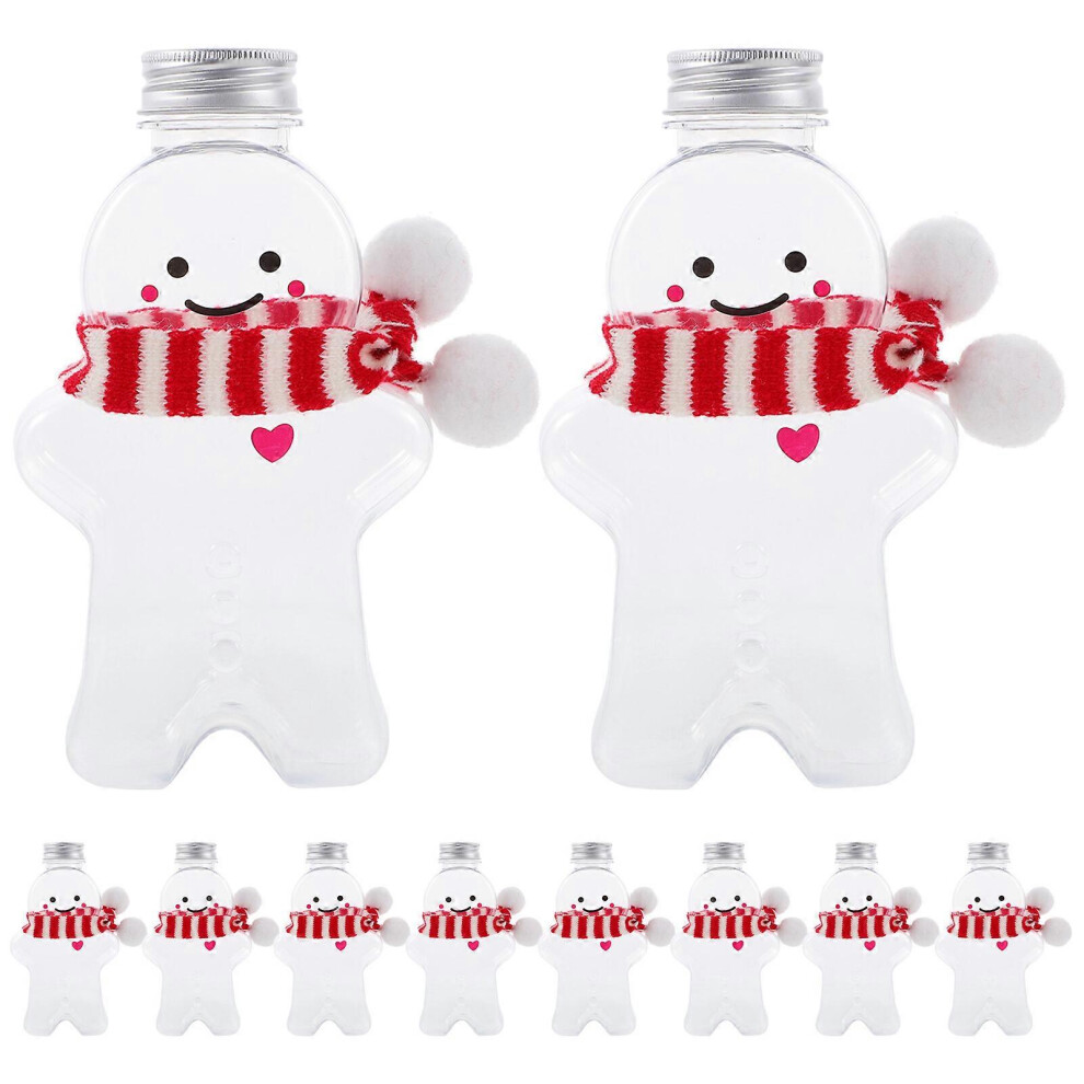 Kricely (As Shown 1, One Size) 10 Sets Christmas Bottles Xmas Gingerbread Man Beverage Bottles Juice Bottles With Scarves