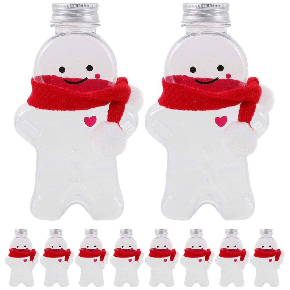 Kricely (As Shown 3, One Size) 10 Sets Christmas Bottles Xmas Gingerbread Man Beverage Bottles Juice Bottles With Scarves