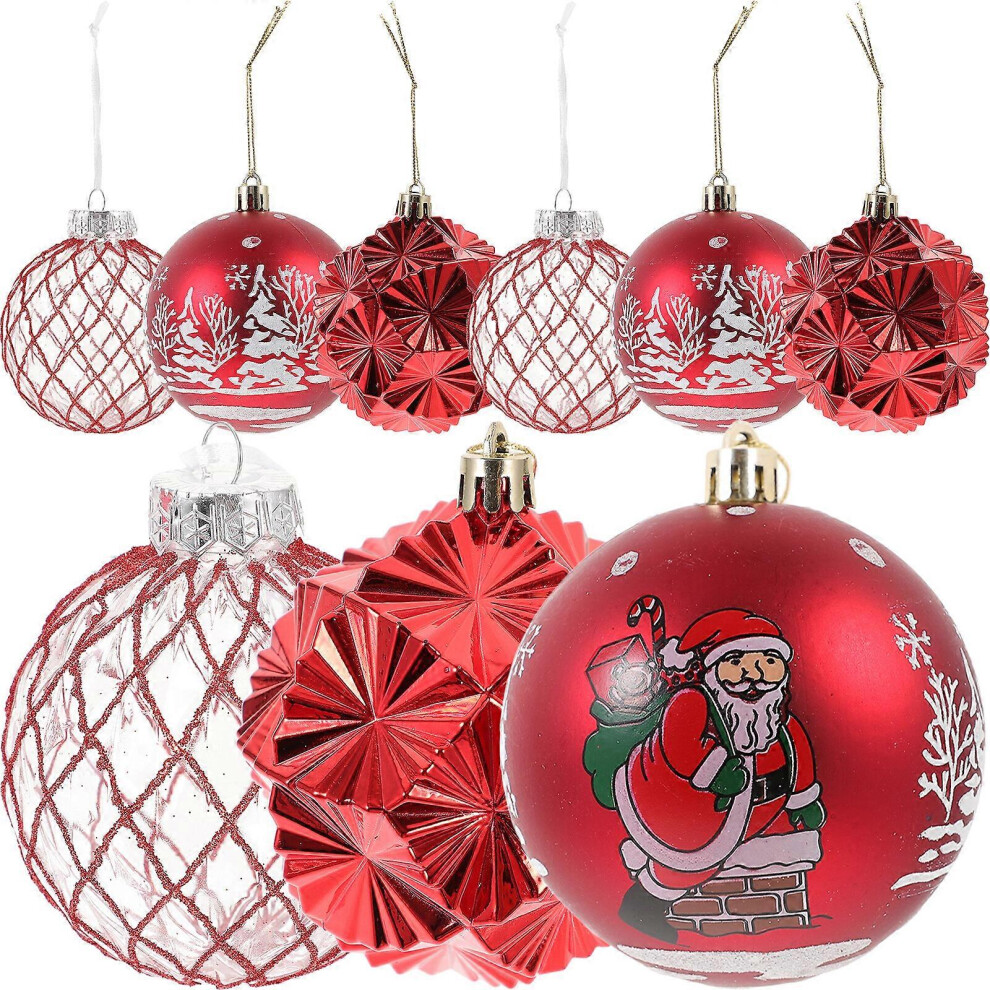 Kricely (Red, One Size) 1 Set Glitter Christmas Ball Ornaments Hanging Xmas Balls Decorations For Xmas Tree