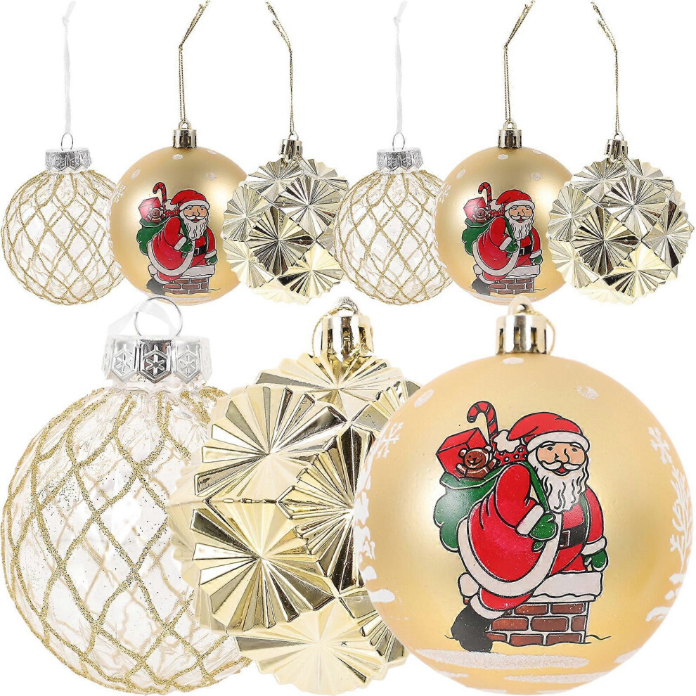 Kricely (Golden, One Size) 1 Set Glitter Christmas Ball Ornaments Hanging Xmas Balls Decorations For Xmas Tree