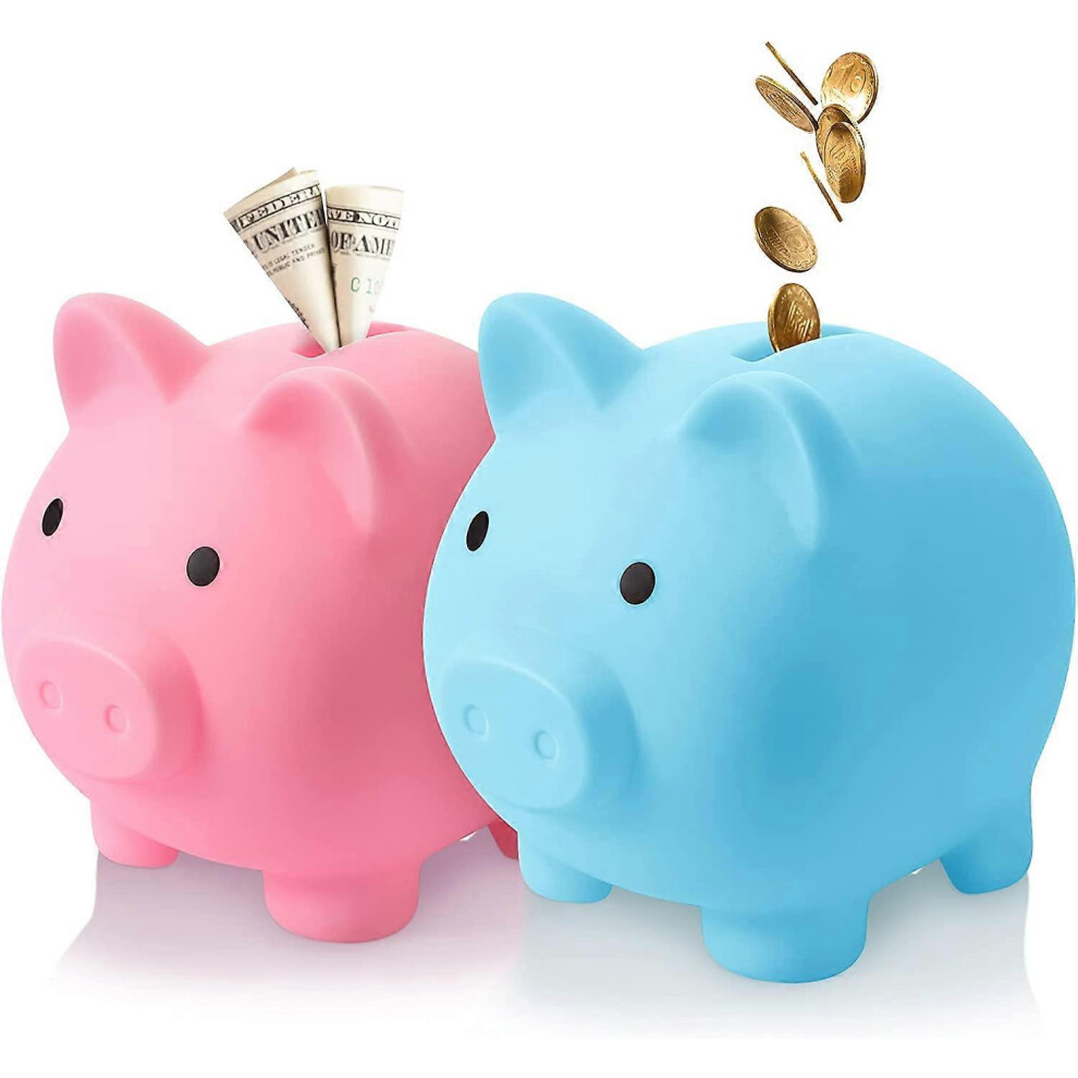 Konhill (As Show, One Size) 2 Pieces Cute Piggy Bank Cute Plastic Pig Money Bank Adults Unbreakable Piggy Bank Pig Money Box Coin Bank Plastic Saving Coin Box