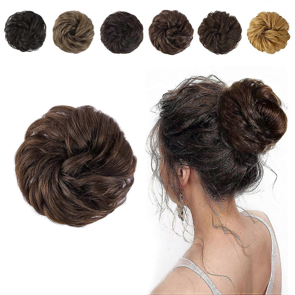 Konhill (As Show, One Size) 100% Human Hair Bun, Messy Bun Hair Piece 100% Human Hair Bun Extension Scrunchie Chignon Ponytail Extensions For Women Updo Donut