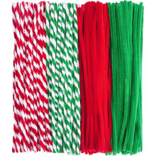 (As show, One size) 400 Pieces Christmas Pipe Cleaners Chenille Stems for DIY Art Crafts Decorations Supplies, Red Green White