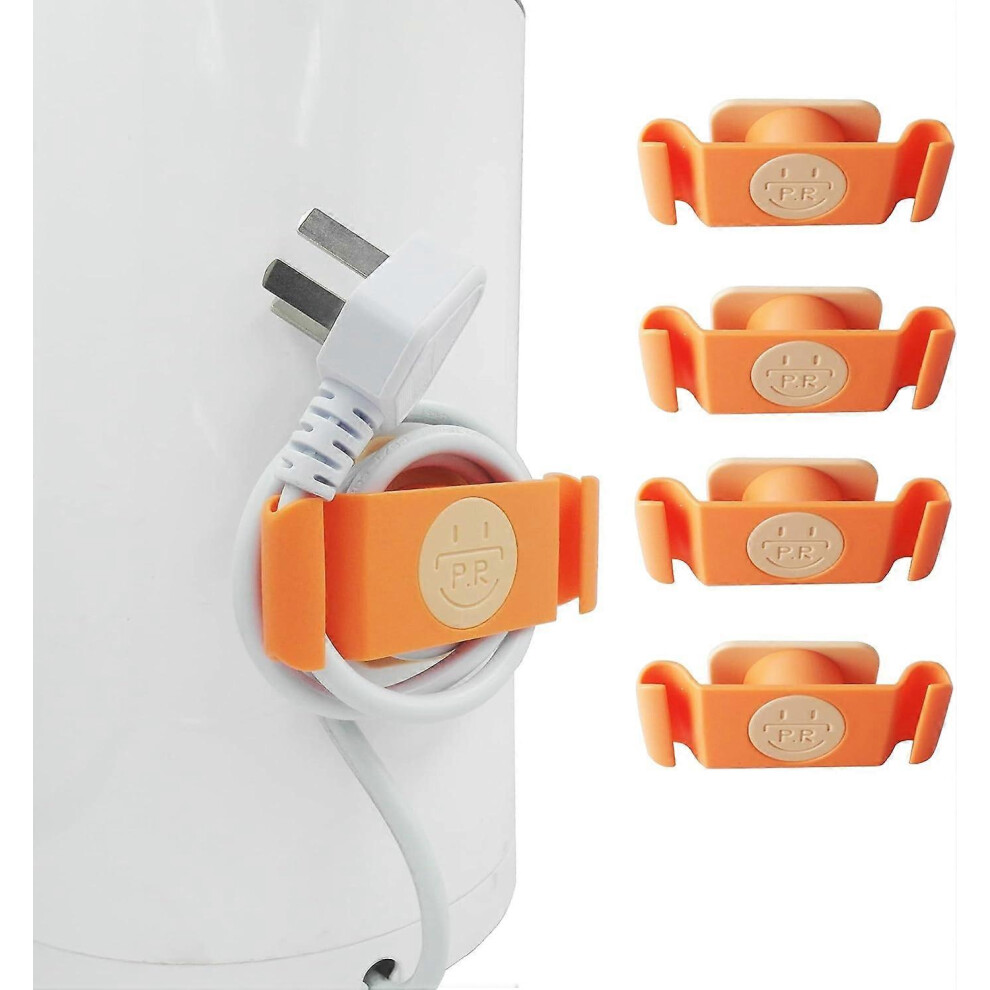 (As Show, One Size) Wrap Cord Organizer For Kitchen Appliances, 4 Pack Cord Holder Cable Clips Wire Wrapper Keeper(Orange) 5091524062235