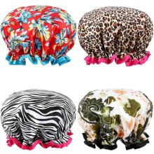 (As show, One size) Shower Cap, 4 PACK Bath Cap Designed for Women Waterproof Double Layer