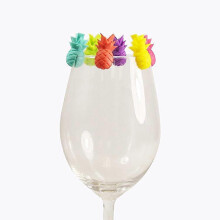 (As show, One size) Pineapple Model Glass Marker 6pcs Set Silicone Drink Wine Beer Glass Markers Charms Tags