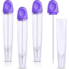 (As show, One size) Cake Tester 4 Pieces Stainless Steel Baking Tester with Cover Reusable Metal Cake Tester