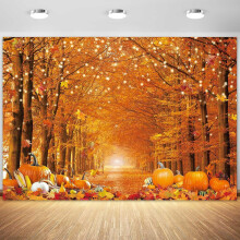 (As show, One size) 7x5FT Durable Thicken Polyester Fabric Autumn Photo Backdrop for Photography Fall Forest Thanksgiving Maple Leaves Background Party Decorations Banner