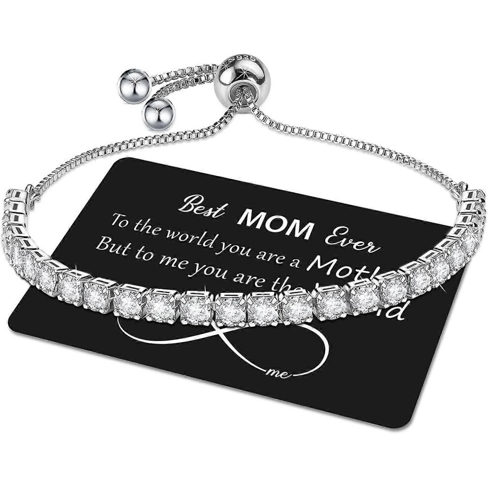 Konhill (As Show, One Size) Bracelet Women With Shining 5A Cubic Zirconia Crystal Tennis Silver