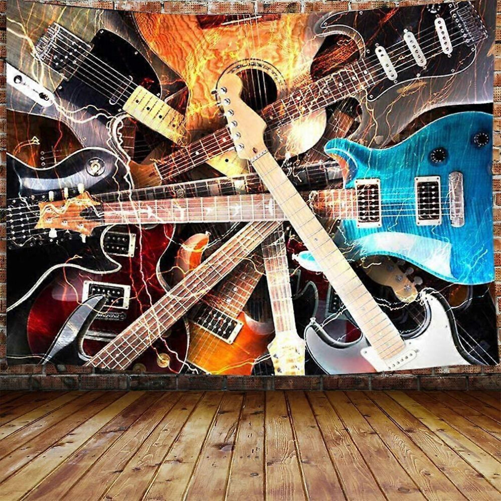 Konhill (As Show, One Size) Music Tapestry, Guitar Musical Tapestry Wall Hanging For Bedroom, Instrument Rock Style Lover Tapestry Home Decor (60" W X 40