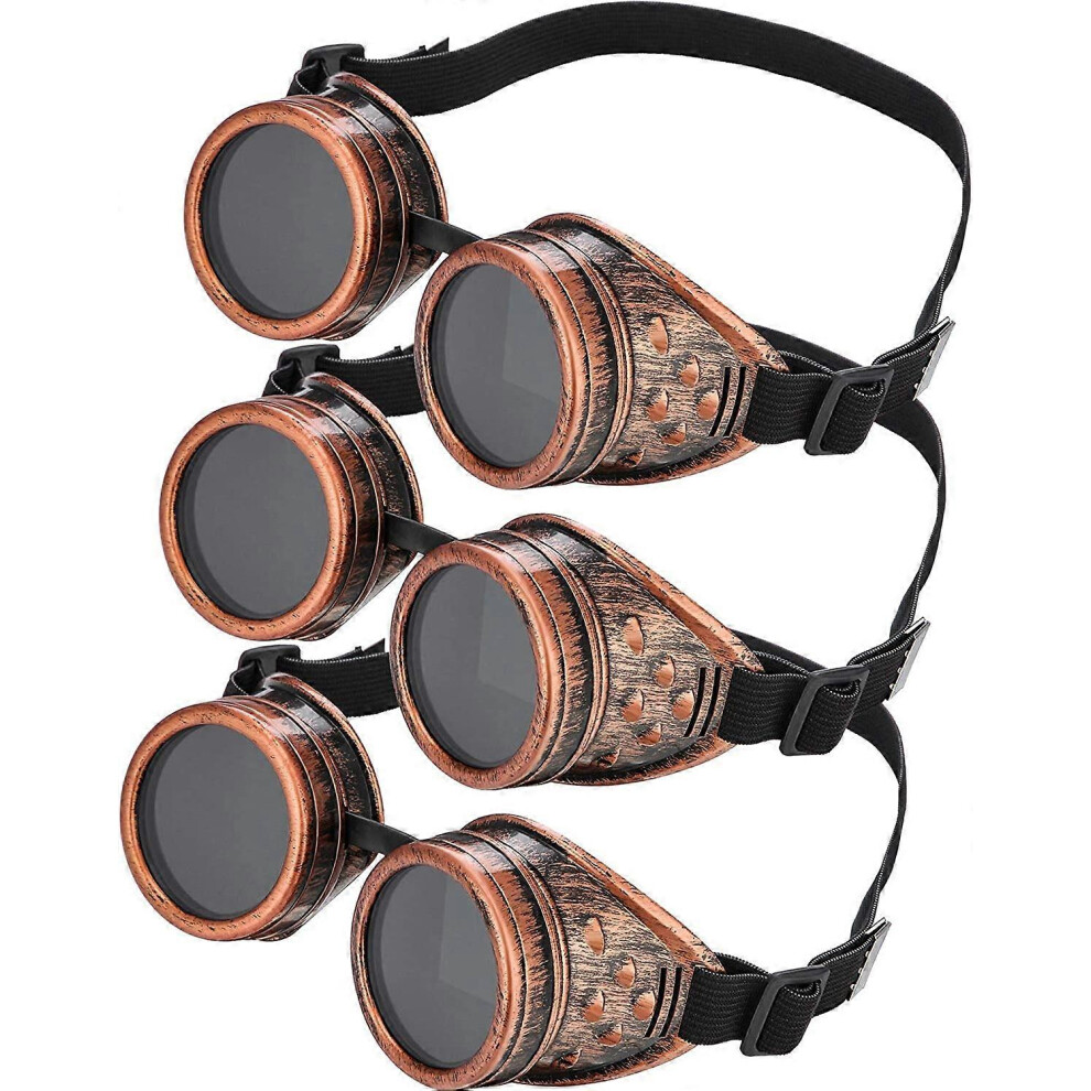 Konhill (As Show, One Size) 3 Pieces Steampunk Cyber Goggles Glasses Vintage Victorian Goggles Gothic For Cosplay And Costumes