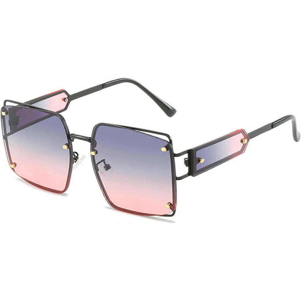 Konhill (As Show, One Size) Vintage Retro Sunglasses Men Women Oversized Square Glasses Ladies Trendy Shades Tinted Lens Uv 400 Glasses