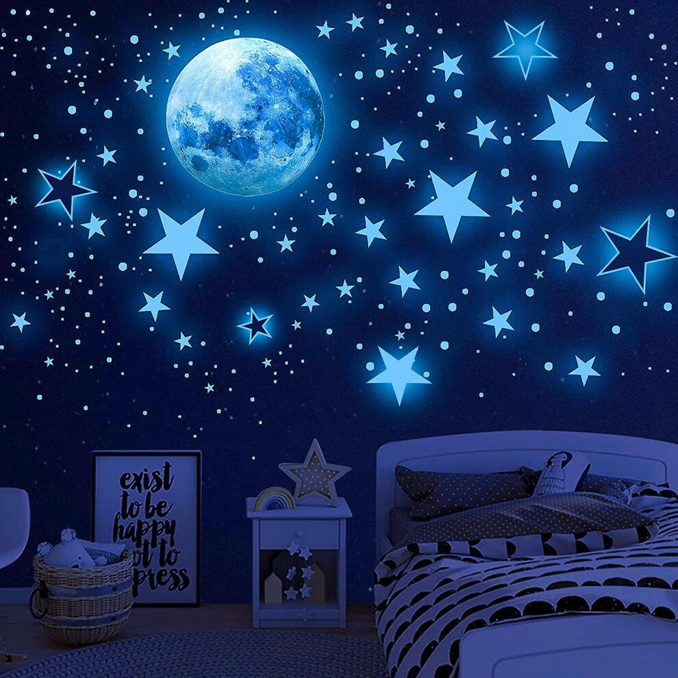 (As Show, One Size) Glow In The Stars For Ceiling, 1120Pcs Airsnigi Glow In The Wall Decals Long-Lasting Glowing Star Wall Stickers Perfect Dark Fitville