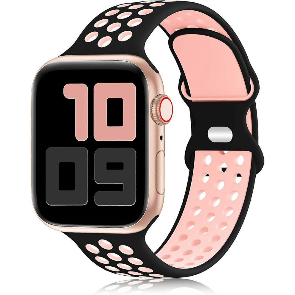 (As show, One size) Sport Band Compatible for Apple Watch Bands 38mm 40mm  41mm , Breathable Soft Silicone Sport Replacement Strap Women Men Compatibl-image-OPC-PG8CWRV-NEW
