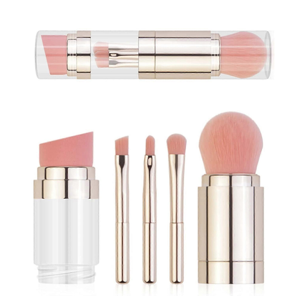 Konhill (As Show, One Size) Makeup Brush Set, 5 In 1 Makeup Brushes For Foundation,Powder,Blush,Eyeshadow,And Concealer,Multifunctional Brush Cosmetics ( Gold