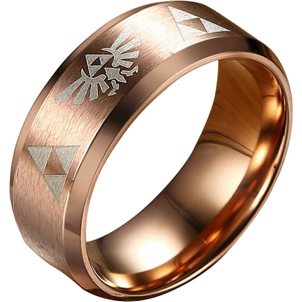 Konhill (As Show, One Size) Heytea 8Mm The Legend Of Zelda Triforce Ring, Stainless Steel Matte Finished Bands