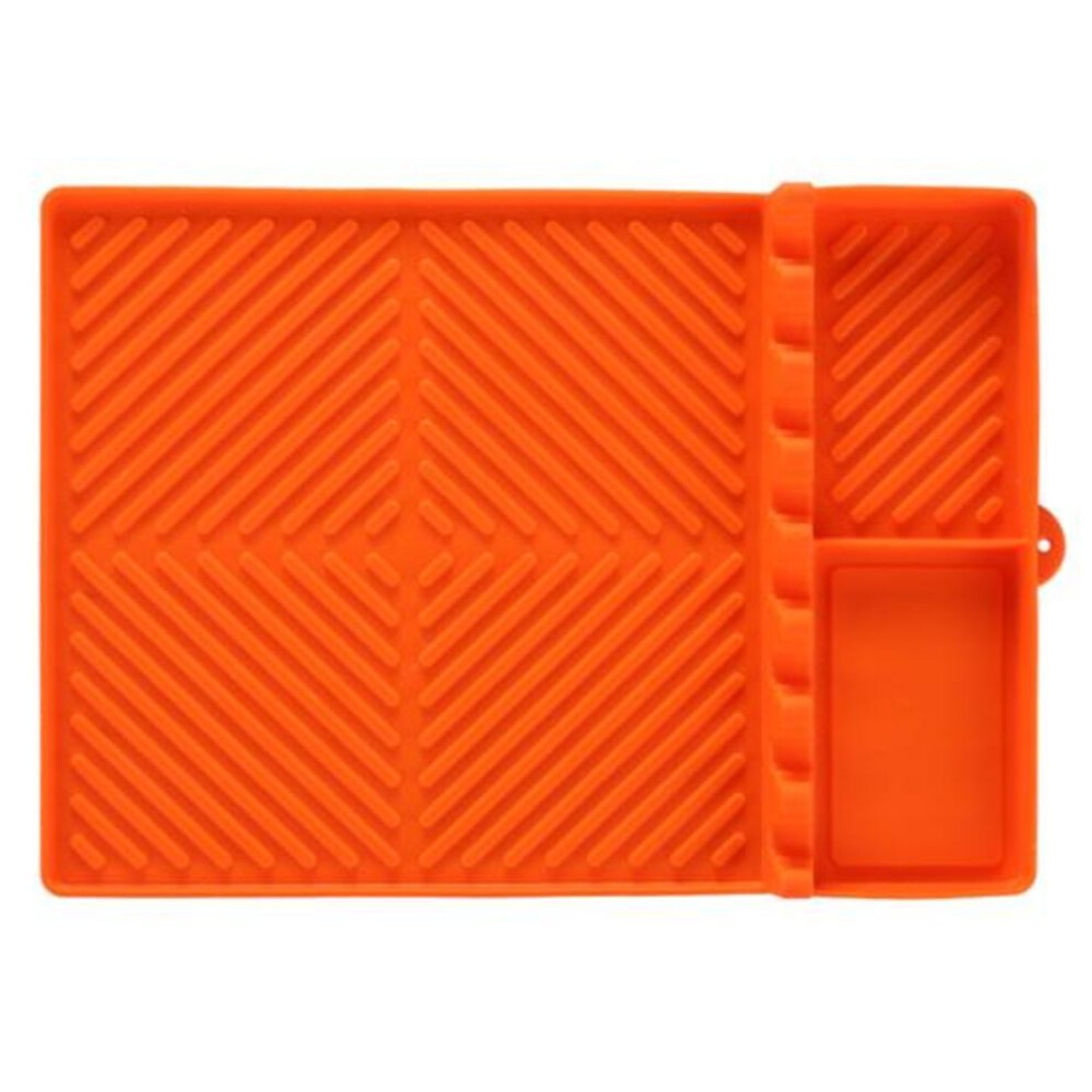 (orange) Silicone Griddle Tools Mat Large Spatula Mat With Hanging Hole Non-slip Heat-resistant Countertop Bbq Grill Tool Rest Pad