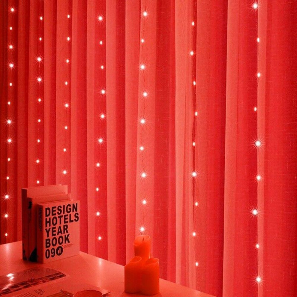 (red, 3M X 3M 305LED) Led String Lights Christmas Decoration Remote Control Usb Wedding Garland Curtain 3m Lamp Holiday For Bedroom Bulb Outdoor Fairy