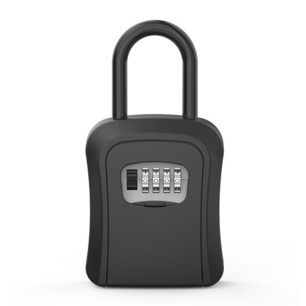 (black) Key Lock Box Sturdy Portable Security Lock Box 4 Digit Combination Lockbox For Home Office Garage Apartment Spare Keys