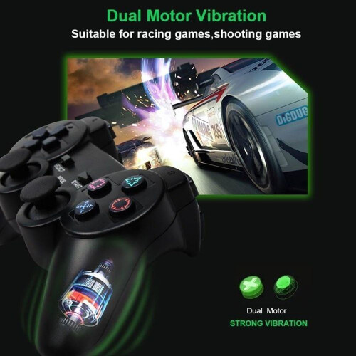 (black) Wireless Gamepad for Sony PS2 Controller for Playstation 2 Console Joystick Double Vibration Shock Joypad USB PC Game Controle 2