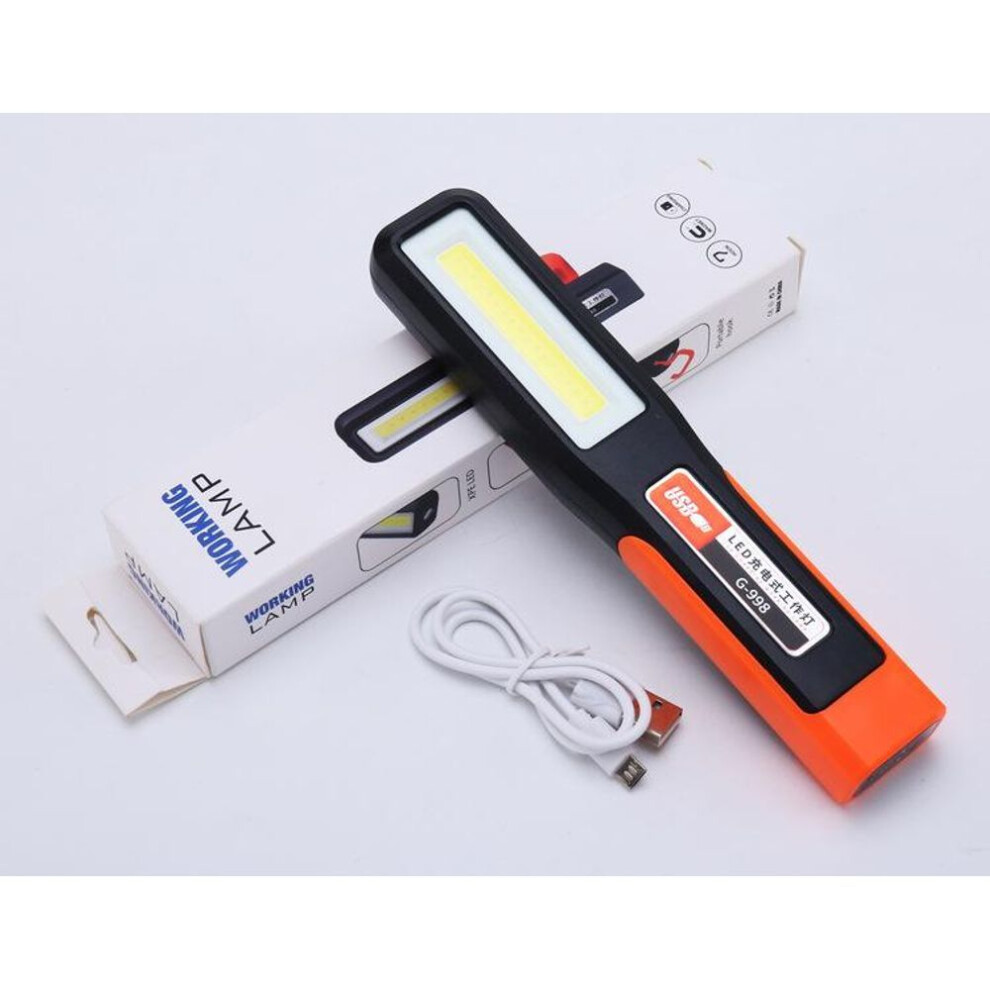 (black) Powerful Cob Led Work Light Car Garage Mechanic Lamp Usb Rechargeable Flashlight Magnetic Torch Emergency Light Warning Light