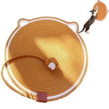 (Brown) Cat Scratcher Mat, Cotton Rope Cat Scratch Pad, Round Horizontal 16.9'' Cat Scratching Pads Rug for Indoor Cats