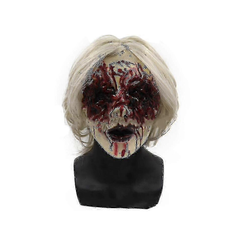 (As show, One size) Halloween Bloody Old Lady Mask Scary Ghost Face Mask Realistic Skull Latex Mask Cosplay Props-image-OPC-PG8D2FK-NEW
