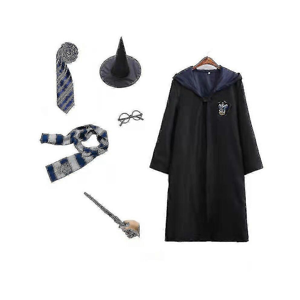 (135Cm, ) Harry Potter 6Pc Set Magic Wizard Fancy Dress Cape Cloak Costu N Blue