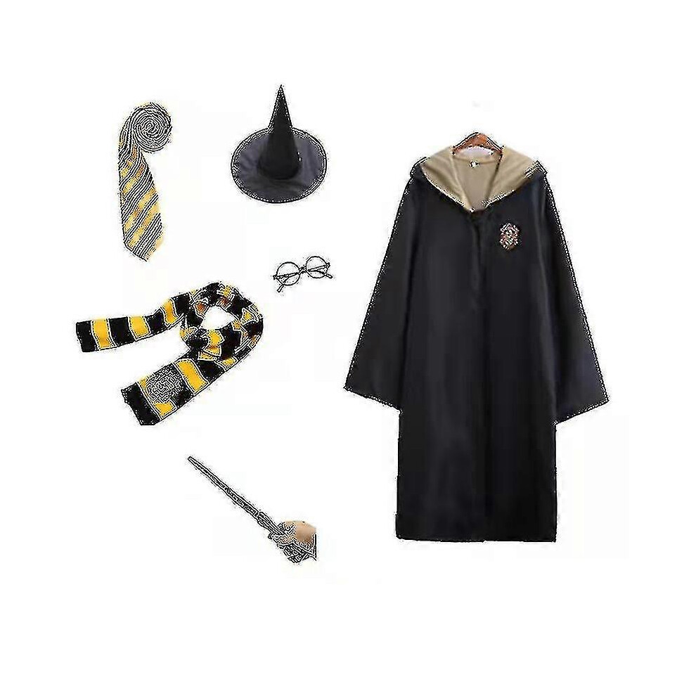 (155Cm, ) Harry Potter 6Pc Set Magic Wizard Fancy Dress Cape Cloak Costu N Yellow