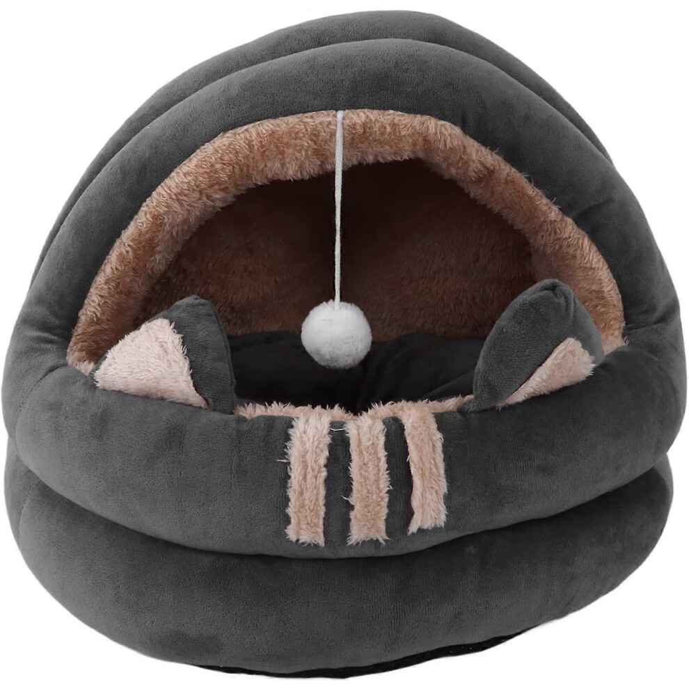 Konhill (As Show, One Size) Pet House Cat Nest House Semi Closed Washable Warm Cat Bed With Removable Cushion For Puppy Cat Under 40Cm