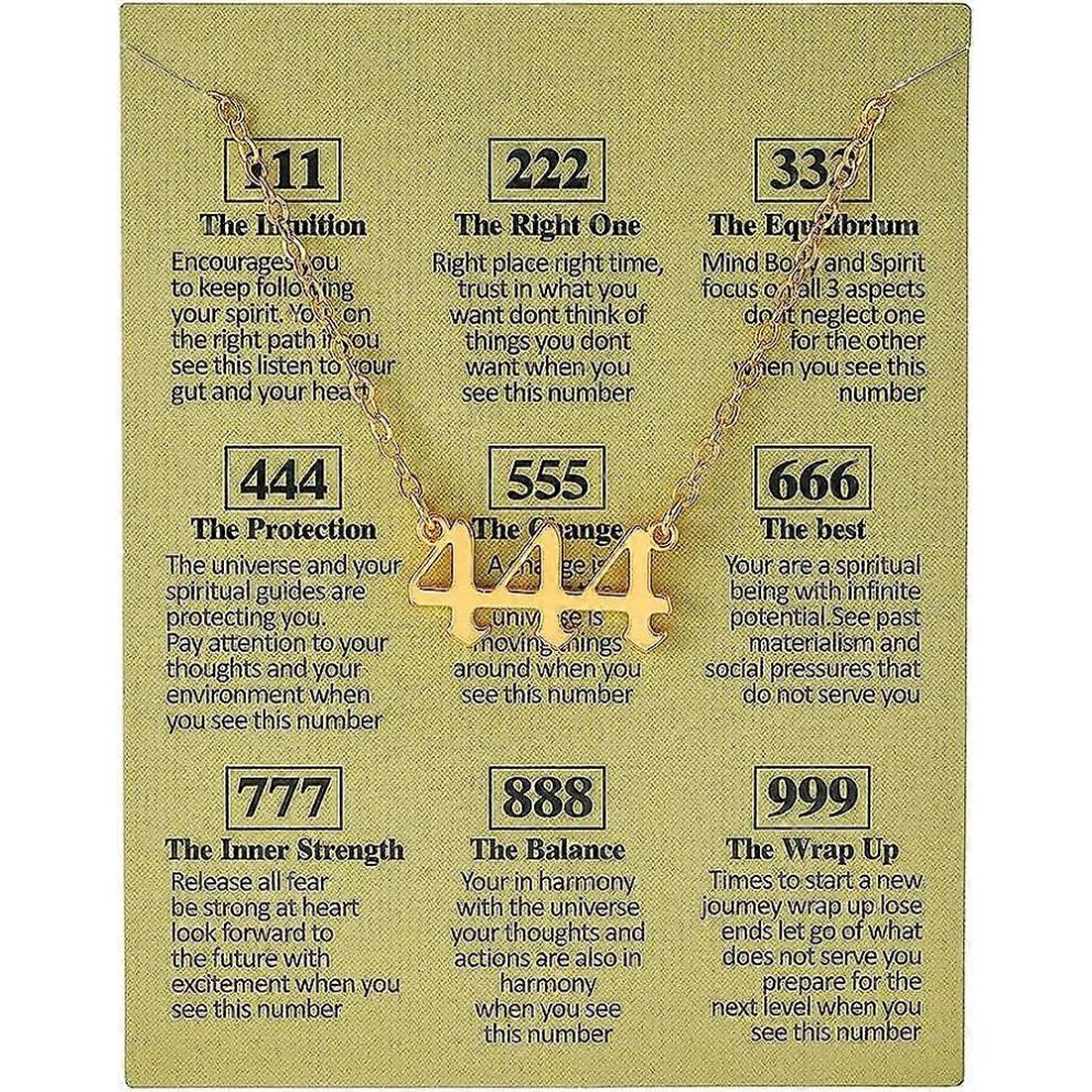 Konhill (As Show, One Size) Htooo Angel Number Necklace 222 333 444 888 555 111 777 999 666 Necklace Plated Bling Angel Choker Pendant Necklace For Women Gold
