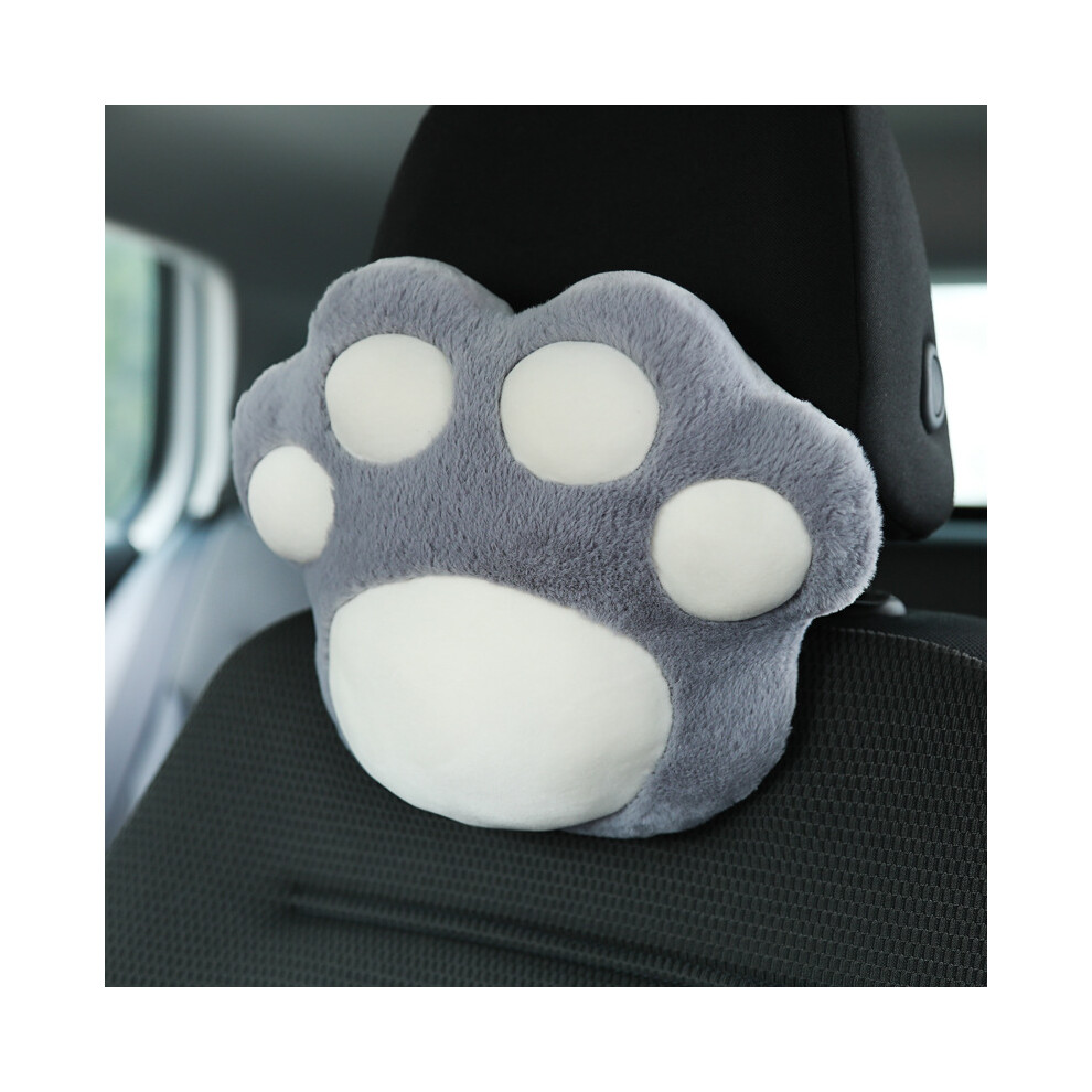 Maxpower ( Headrest) Neck Pillow Car Plush Headrest Cute Cat Claw Car Neck Pillow Fashion Car Grey