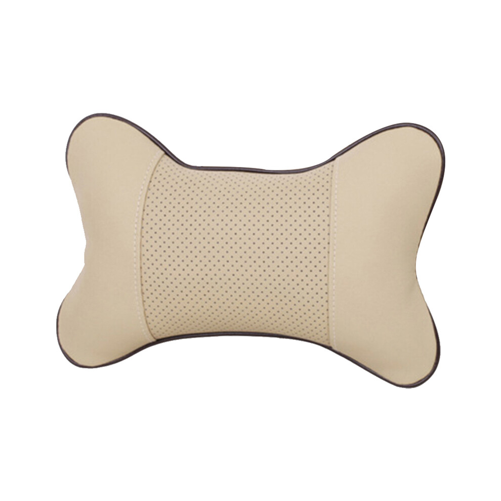 Maxpower (Beige) Universal Car Elastic Headrest Automobile Seat Neck Support Pillow Pu Beige