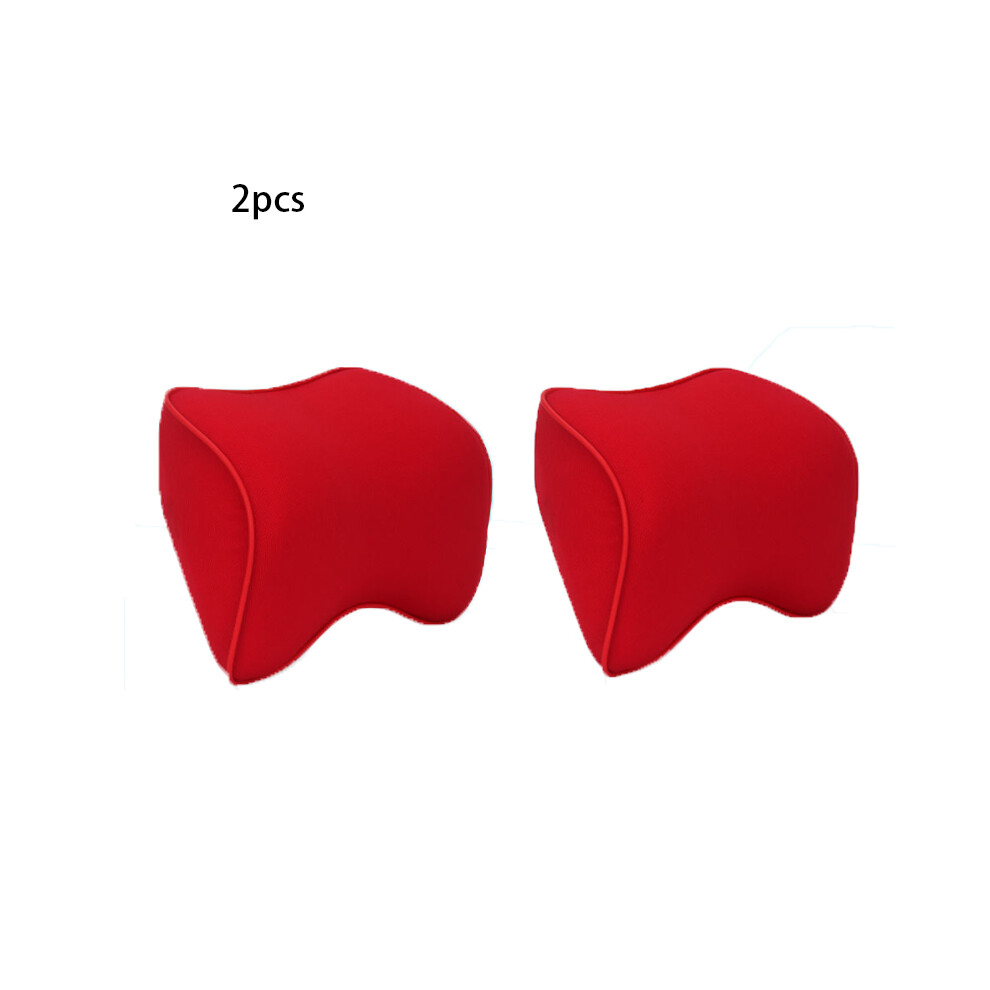 (2 Pcs ) Breathable Car Headrest Neck Pillow Auto Car Seat Pillow Memory Foam Head Red 9329547833836