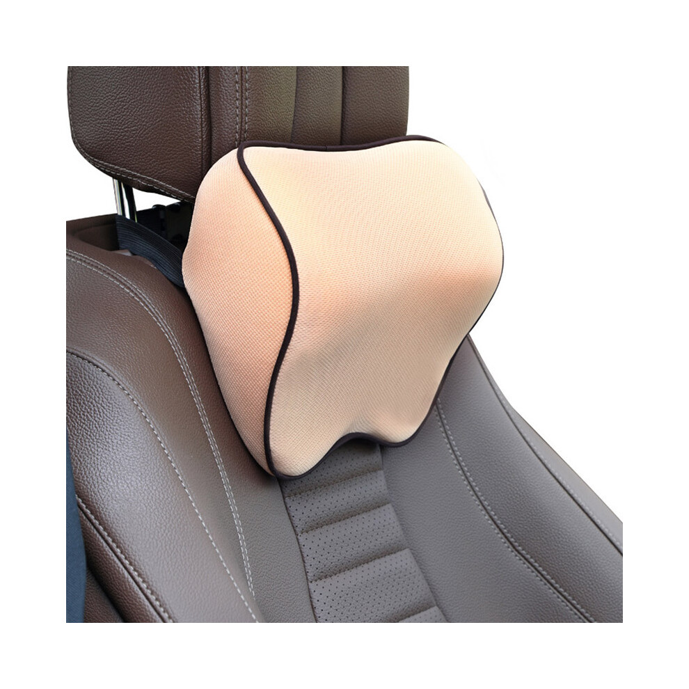 Maxpower ( Pillow) Car Headrest Pillow Neck Memory Lumbar Support Cotton Breathable Auto Beige