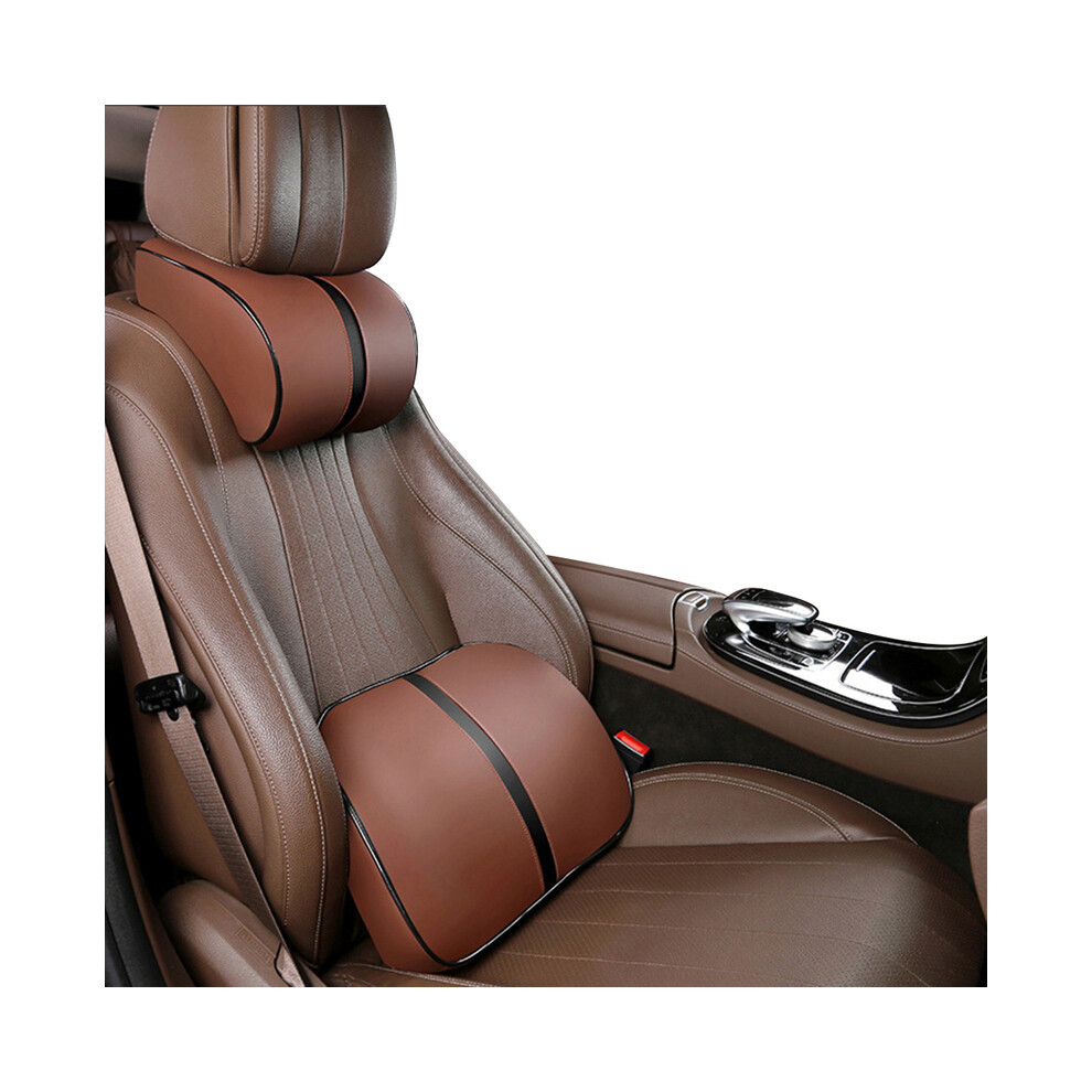 Maxpower (Set 1) Pu Leather Car Neck Pillow Seat Headrest Support Memory Foam Pillow Auto